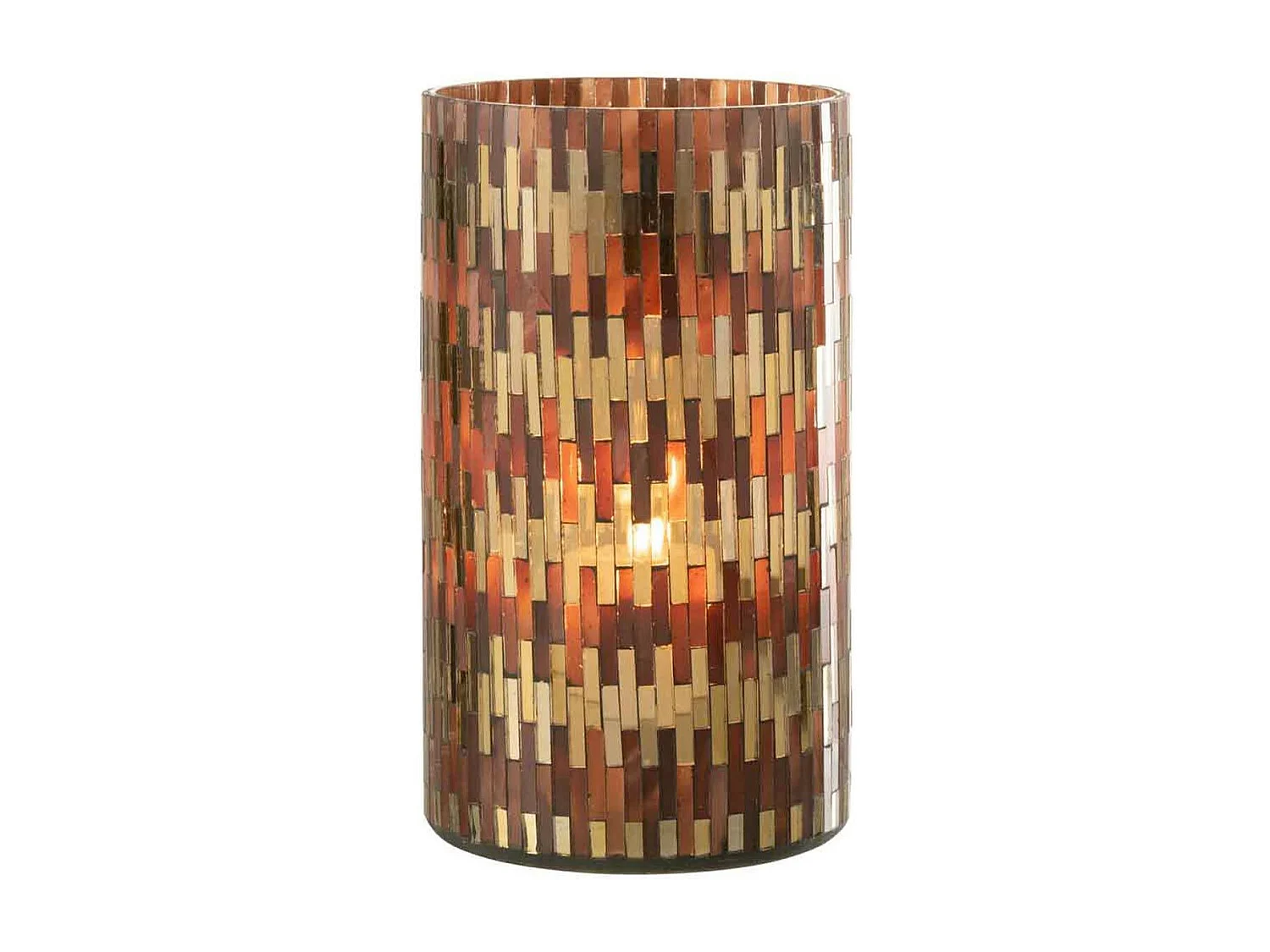 Photophore en Verre Déco "Chic" 23cm Marron & Or