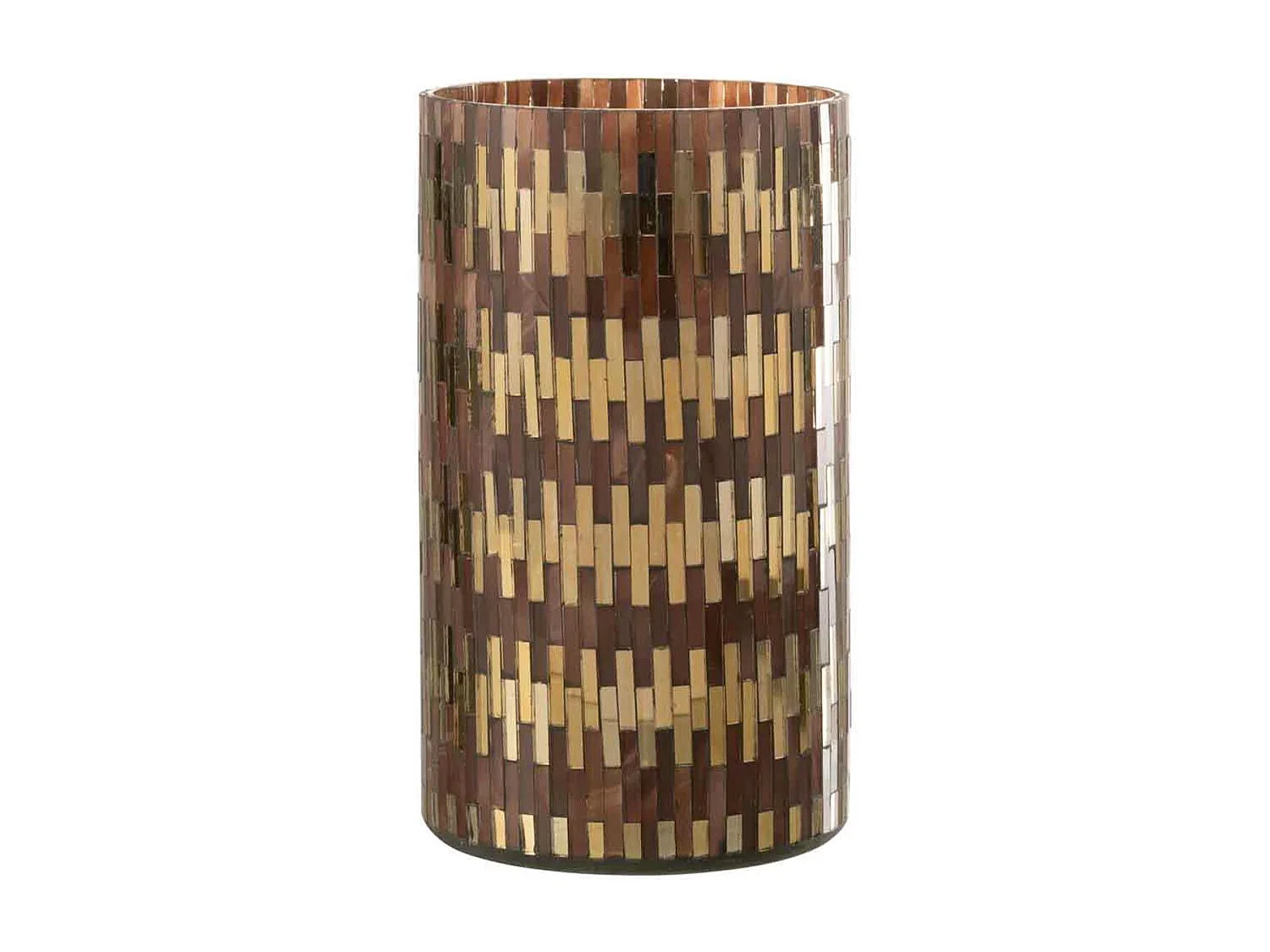 Portacandela in vetro marrone 13x13x23 cm