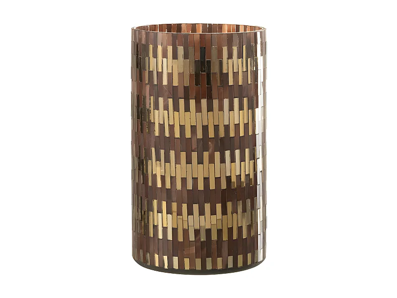 Portavelas de vidrio marrón 13x13x23 cm