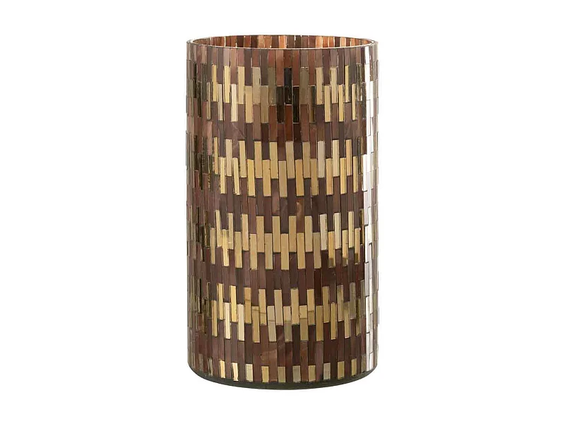 Portacandela in vetro marrone 13x13x23 cm