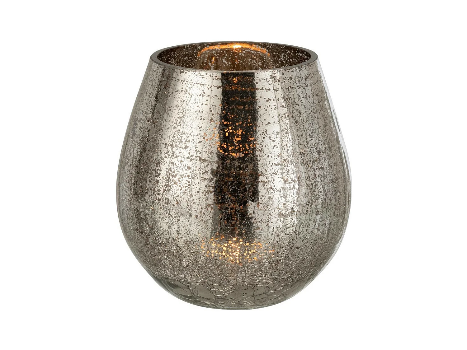 Photophore Design "Œuf Craquelé" 17cm Gris