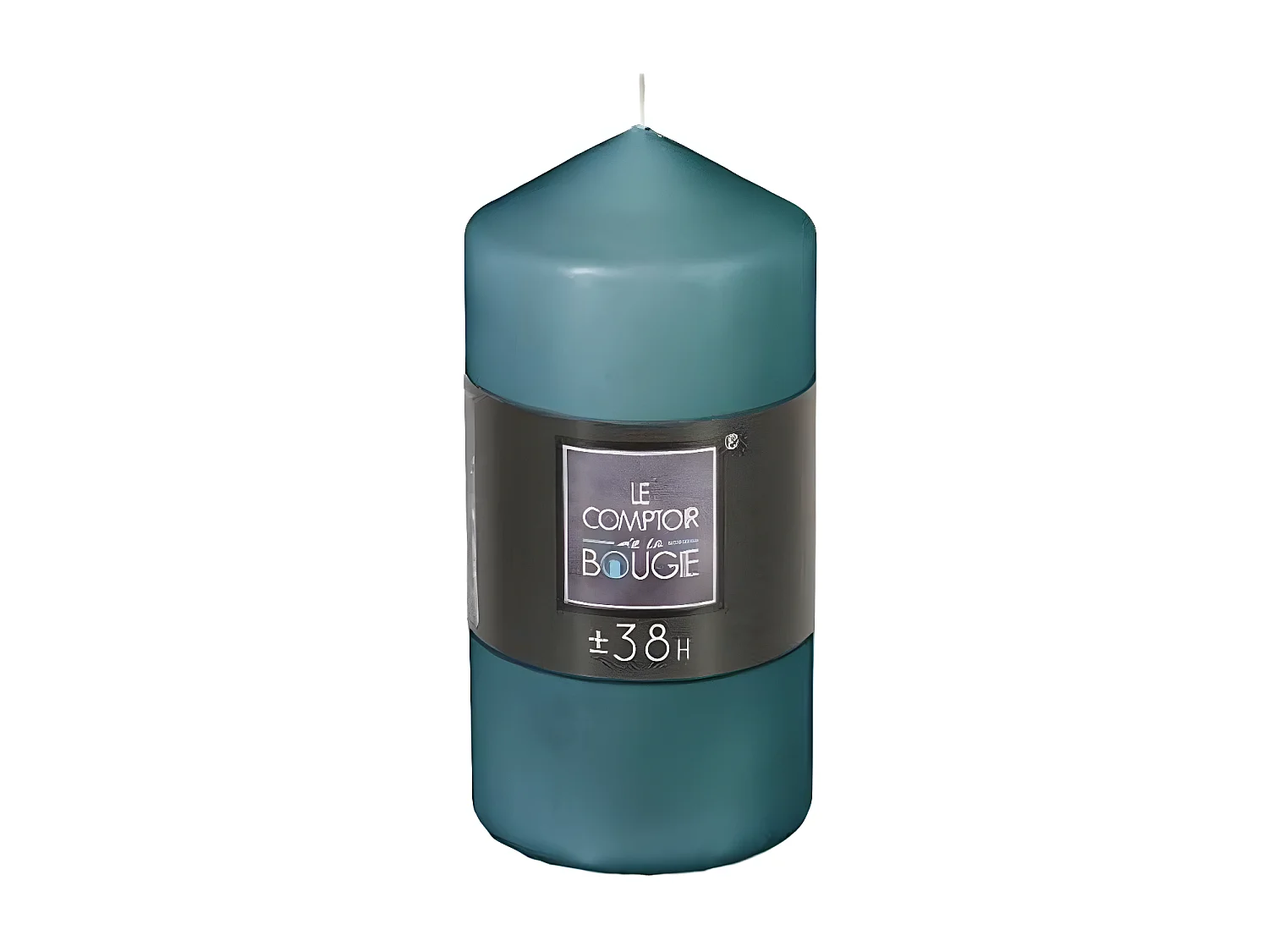 Bougie Cylindrique Déco "Hugo" 14cm Bleu Canard