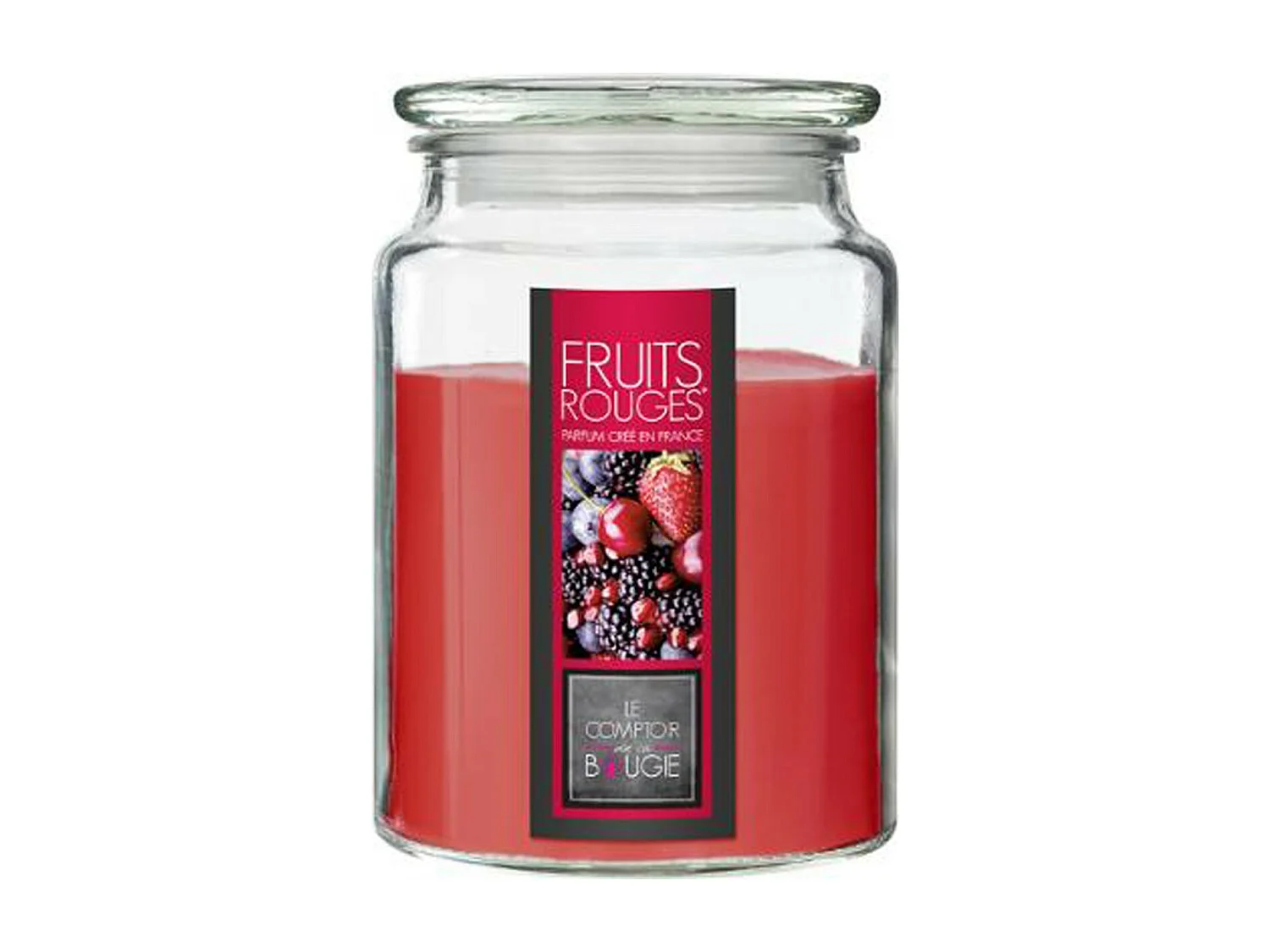 Bougie Parfumée en Verre "Couvercle" 510g Fruits Rouges
