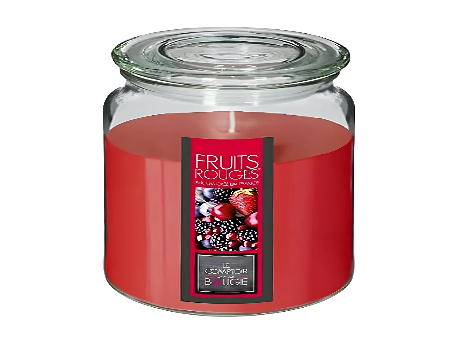 Bougie Parfumée en Verre "Couvercle" 510g Fruits Rouges