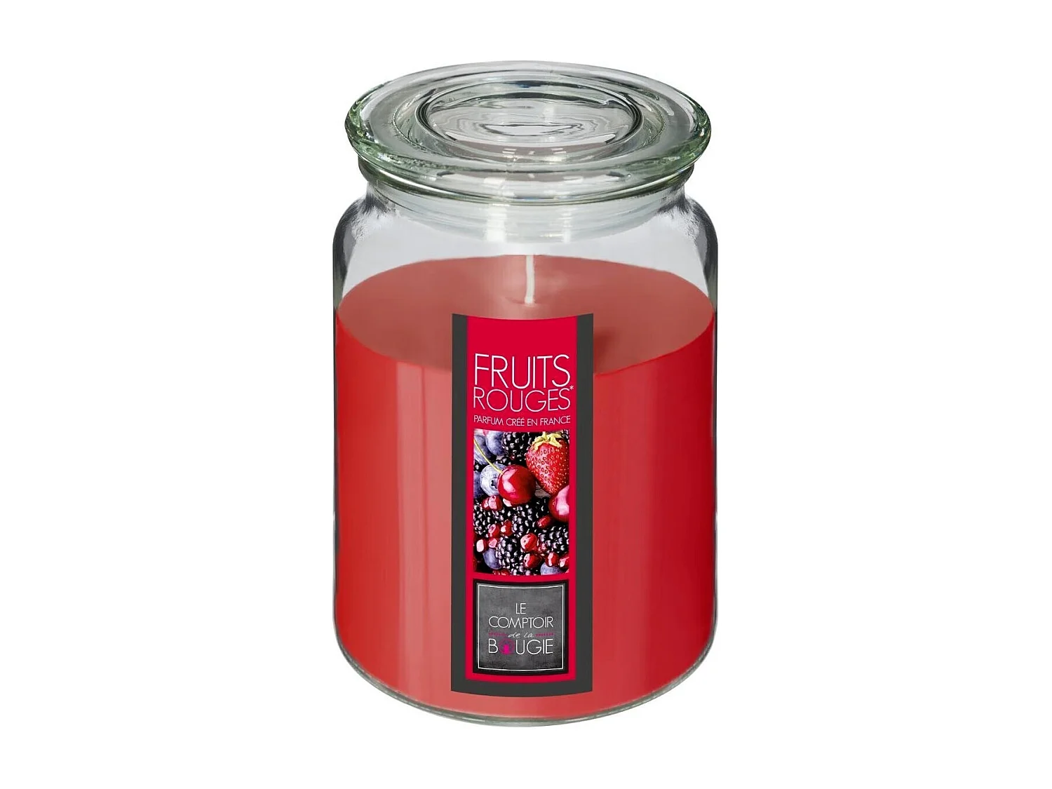 Bougie Parfumée en Verre "Couvercle" 510g Fruits Rouges