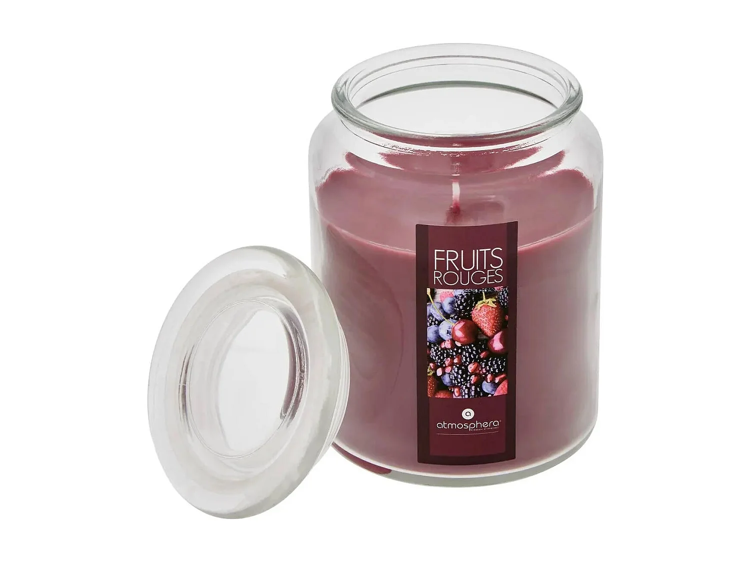 Bougie Parfumée en Verre "Couvercle" 510g Fruits Rouges