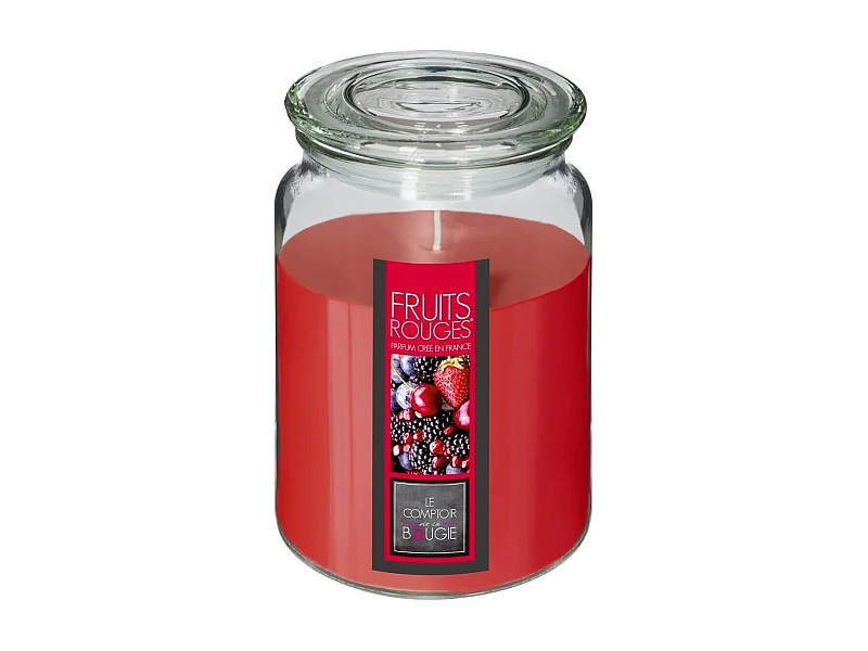 Bougie Parfumée en Verre "Couvercle" 510g Fruits Rouges