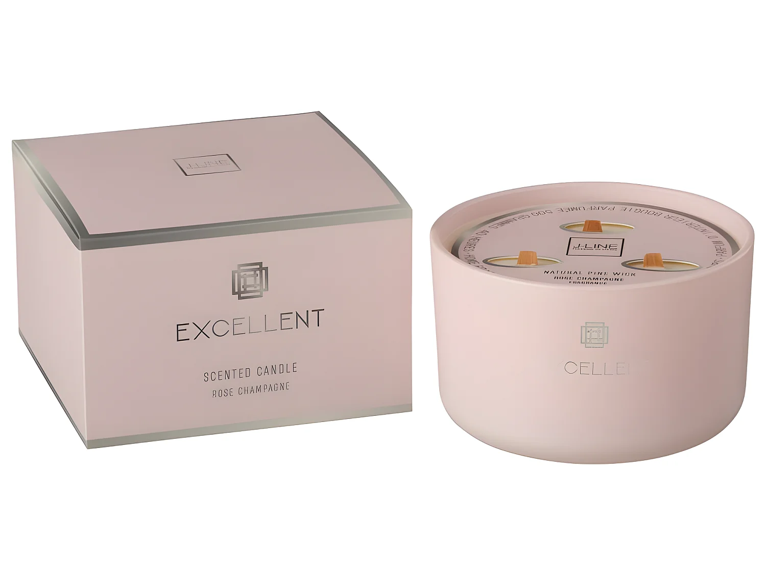 Bougie Parfumée en Verre "Excellent" 13cm Rose Champagne Pâle