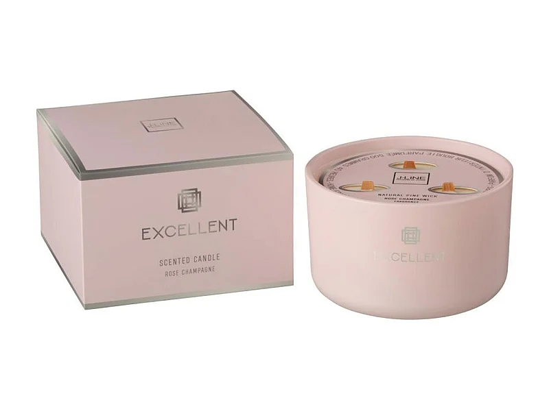 Bougie Parfumée en Verre "Excellent" 13cm Rose Champagne Pâle