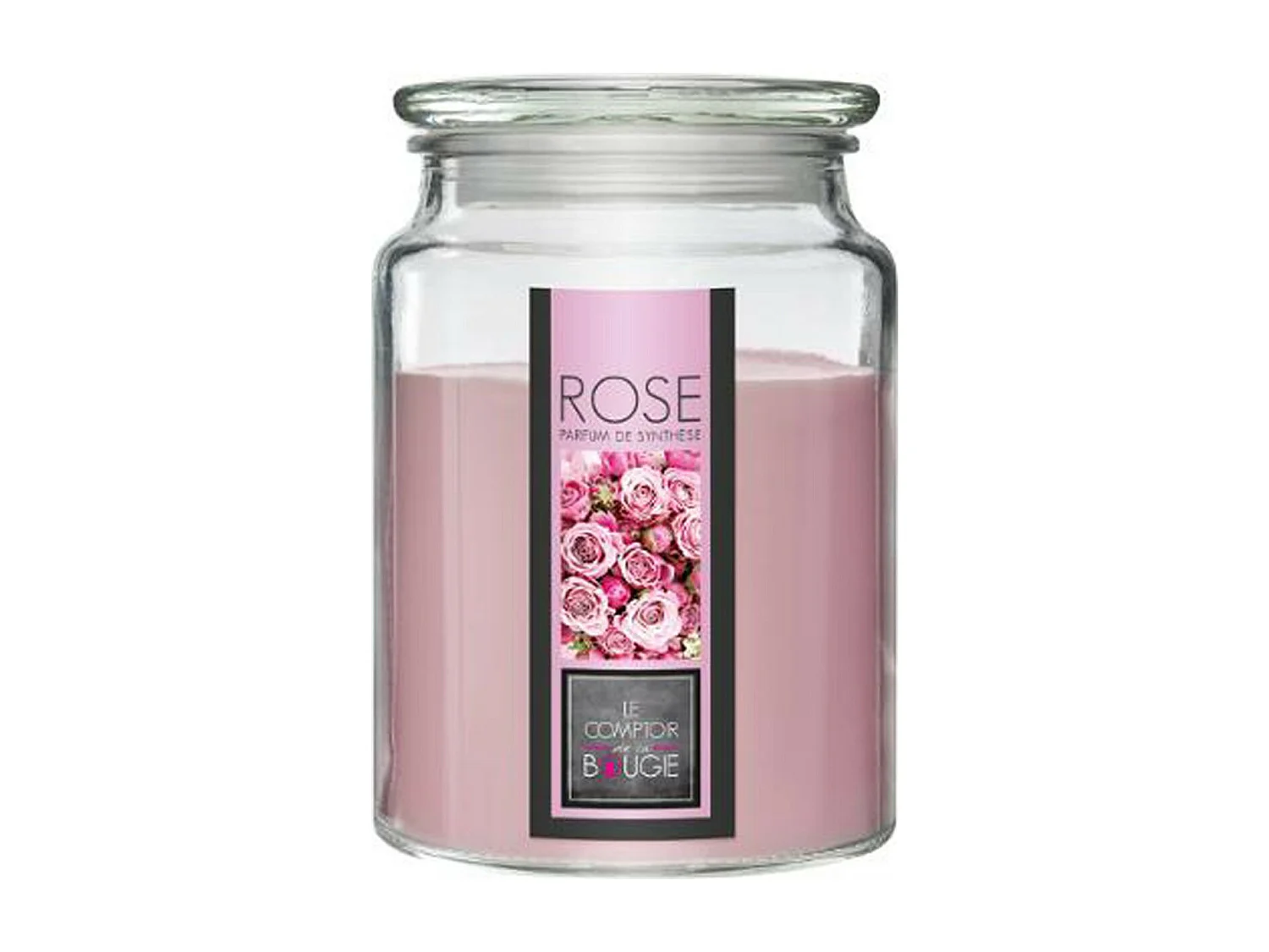 Bougie Parfumée en Verre "Couvercle" 510g Rose