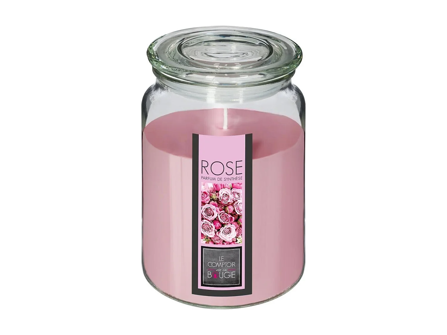 Bougie Parfumée en Verre "Couvercle" 510g Rose