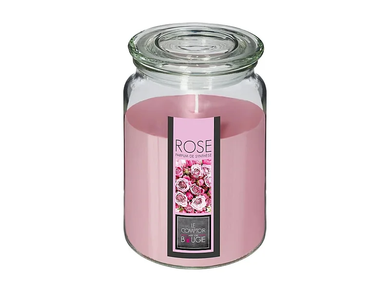 Bougie Parfumée en Verre "Couvercle" 510g Rose