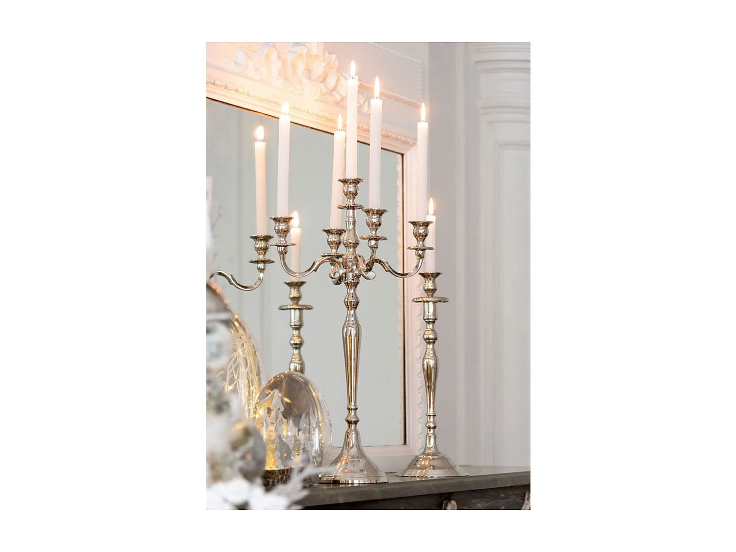 Chandelier 5 Têtes Design "Classic" 100cm Argent