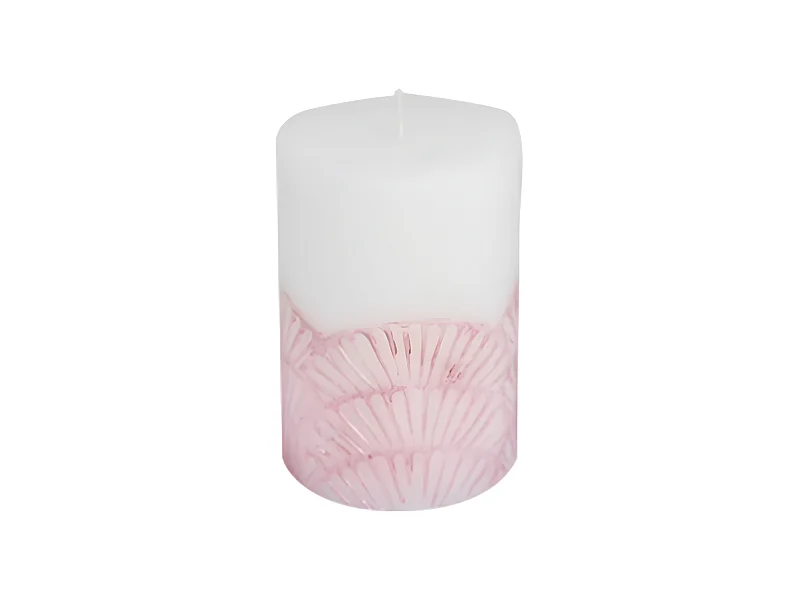 Bougie Pilier Déco "Mermaid" 10cm Rose & Blanc