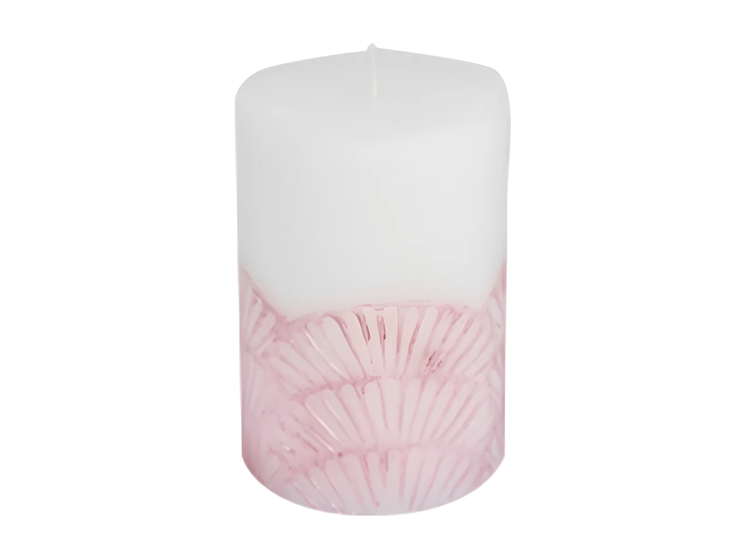 Bougie Pilier Déco "Mermaid" 10cm Rose & Blanc