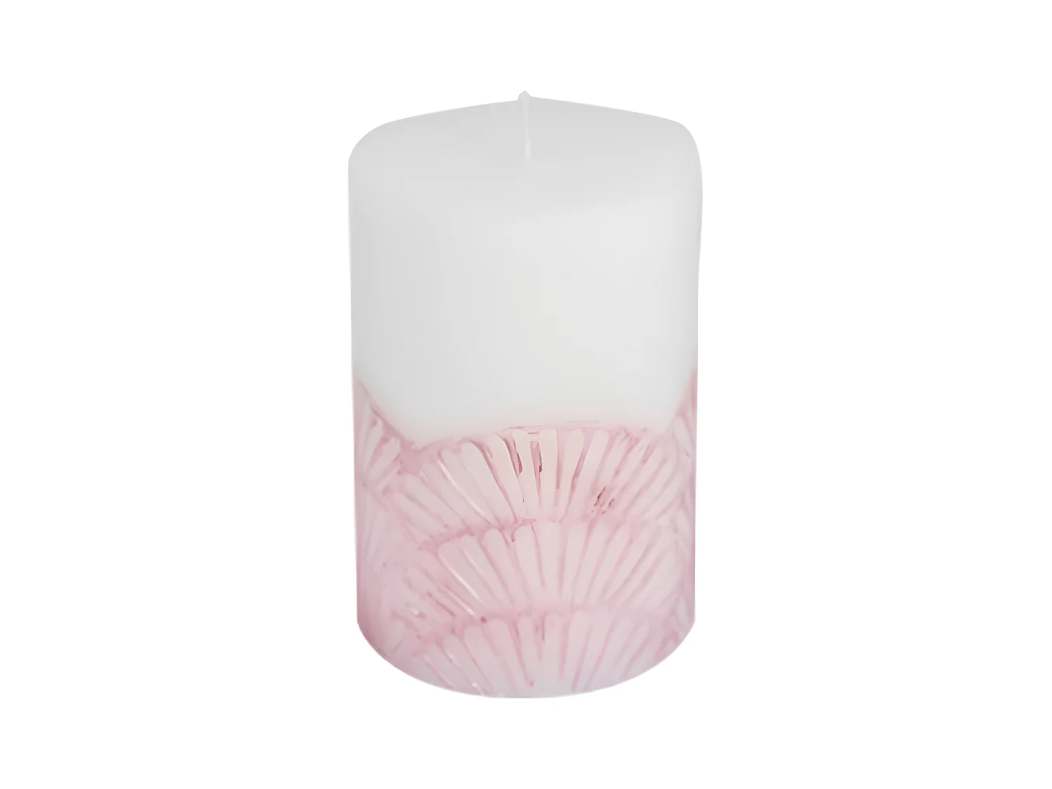 Bougie Pilier Déco "Mermaid" 10cm Rose & Blanc