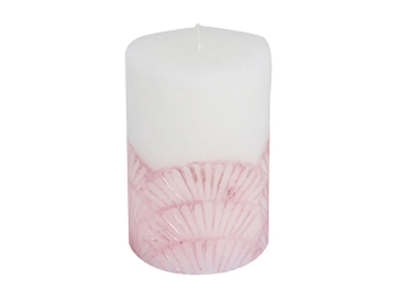 Bougie Pilier Déco "Mermaid" 10cm Rose & Blanc