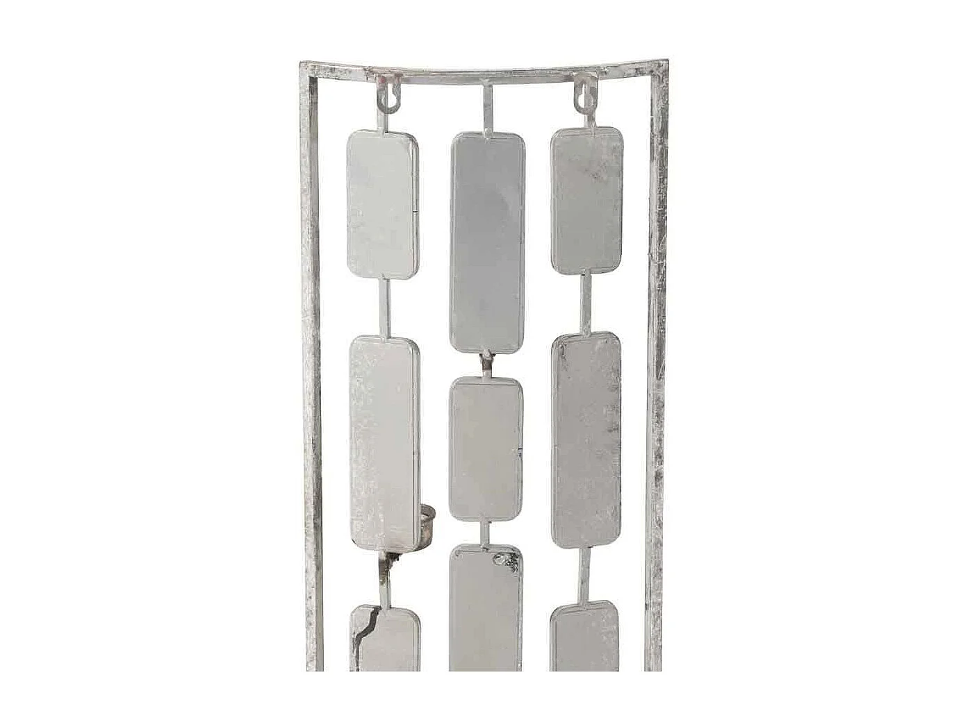 Decorazione con specchio e portacandele in metallo grigio 25x4x52cm