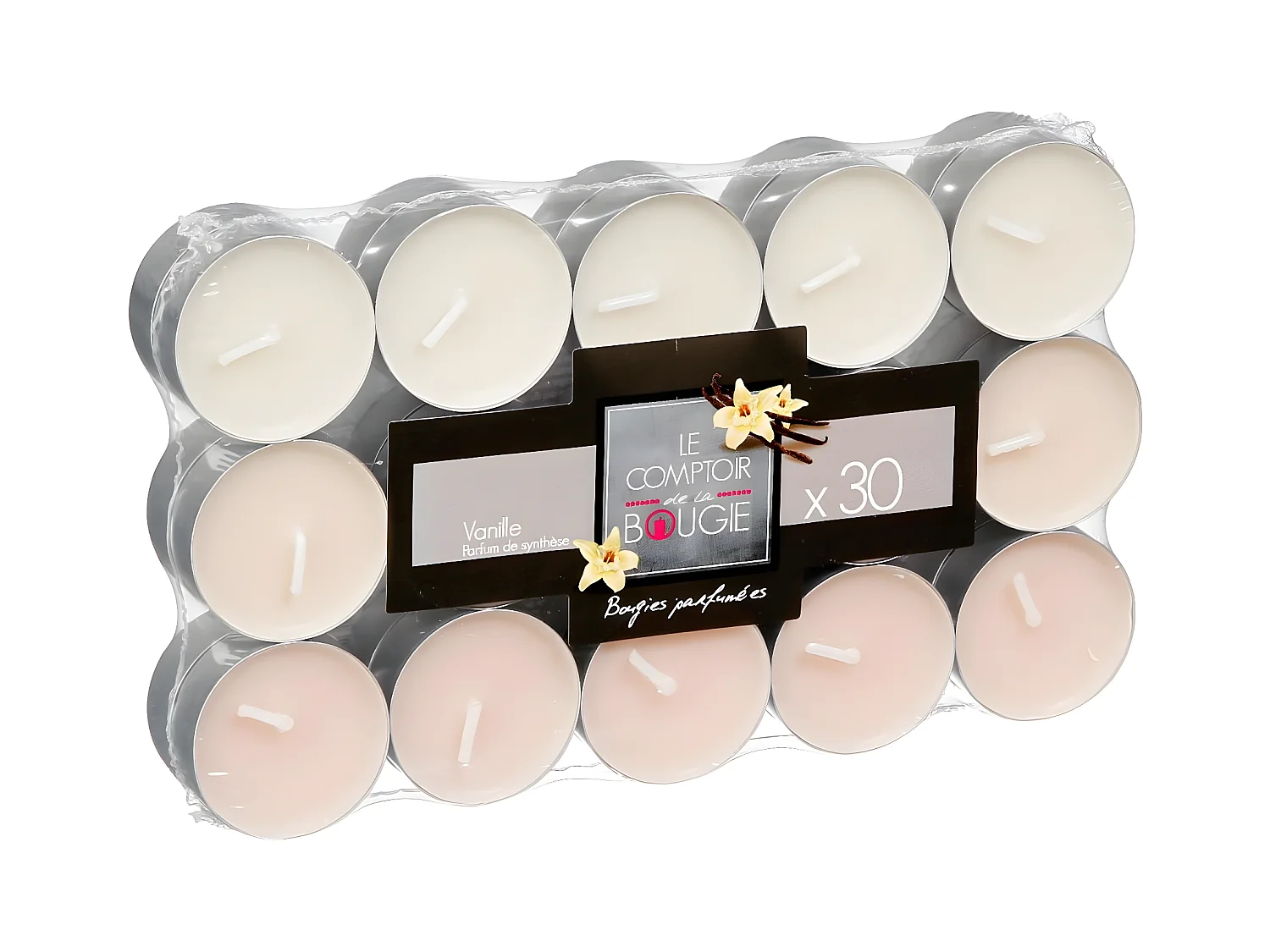 Lot de 30 Bougies Parfumées "Nina" 3,7cm Vanille