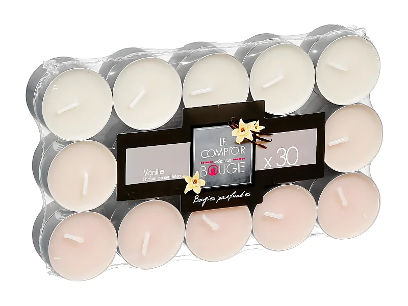 Lot de 30 Bougies Parfumées "Nina" 3,7cm Vanille