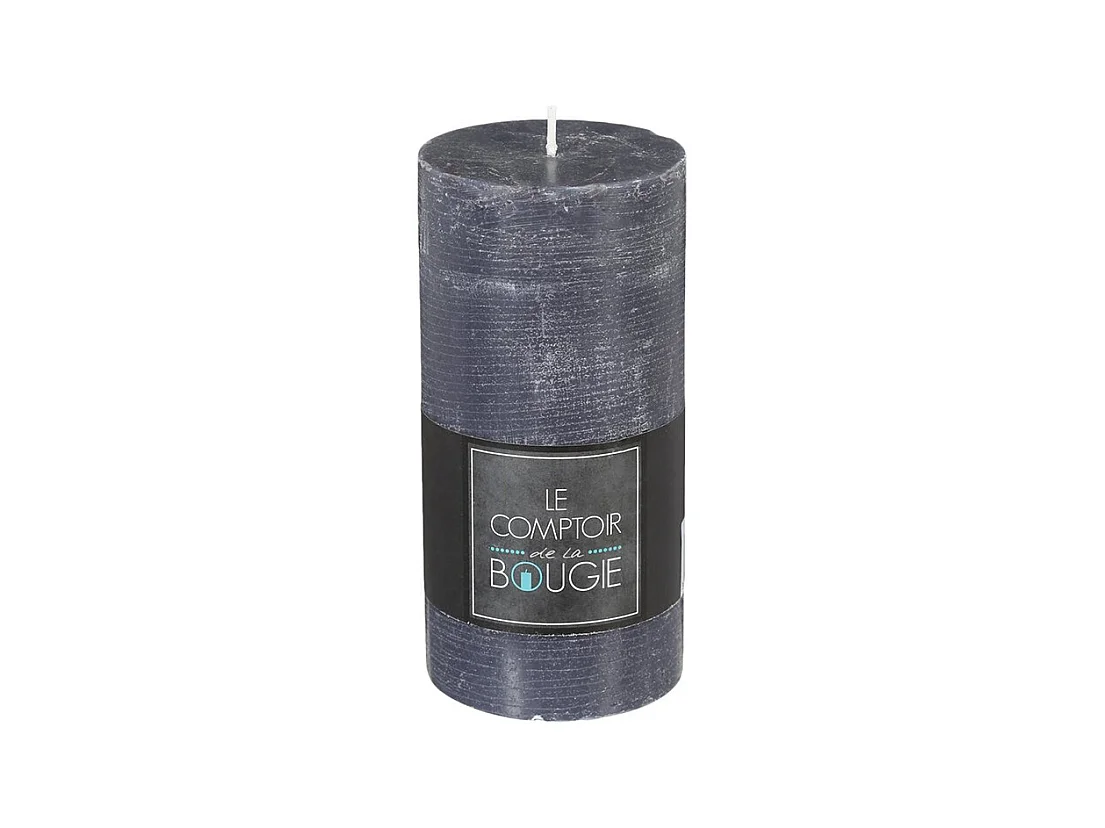 Bougie Cylindrique "Rustic" 14cm Gris