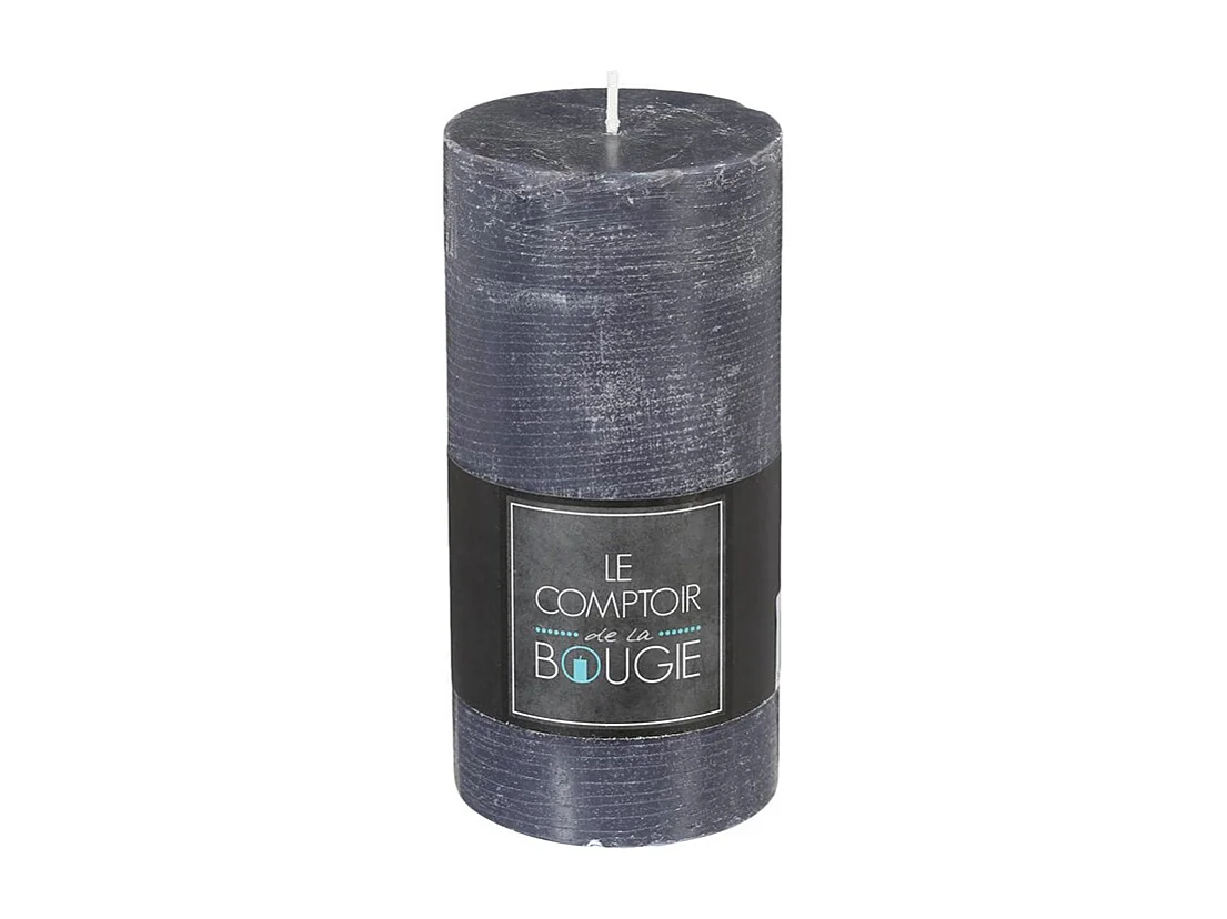 Bougie Cylindrique "Rustic" 14cm Gris