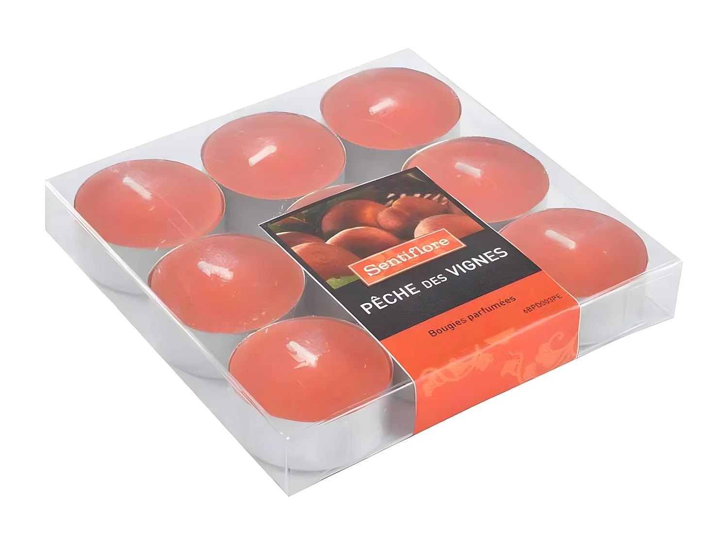 Lot de 9 Bougies Parfumées Chauffe-Plat "Gaïa" 3cm Pêche