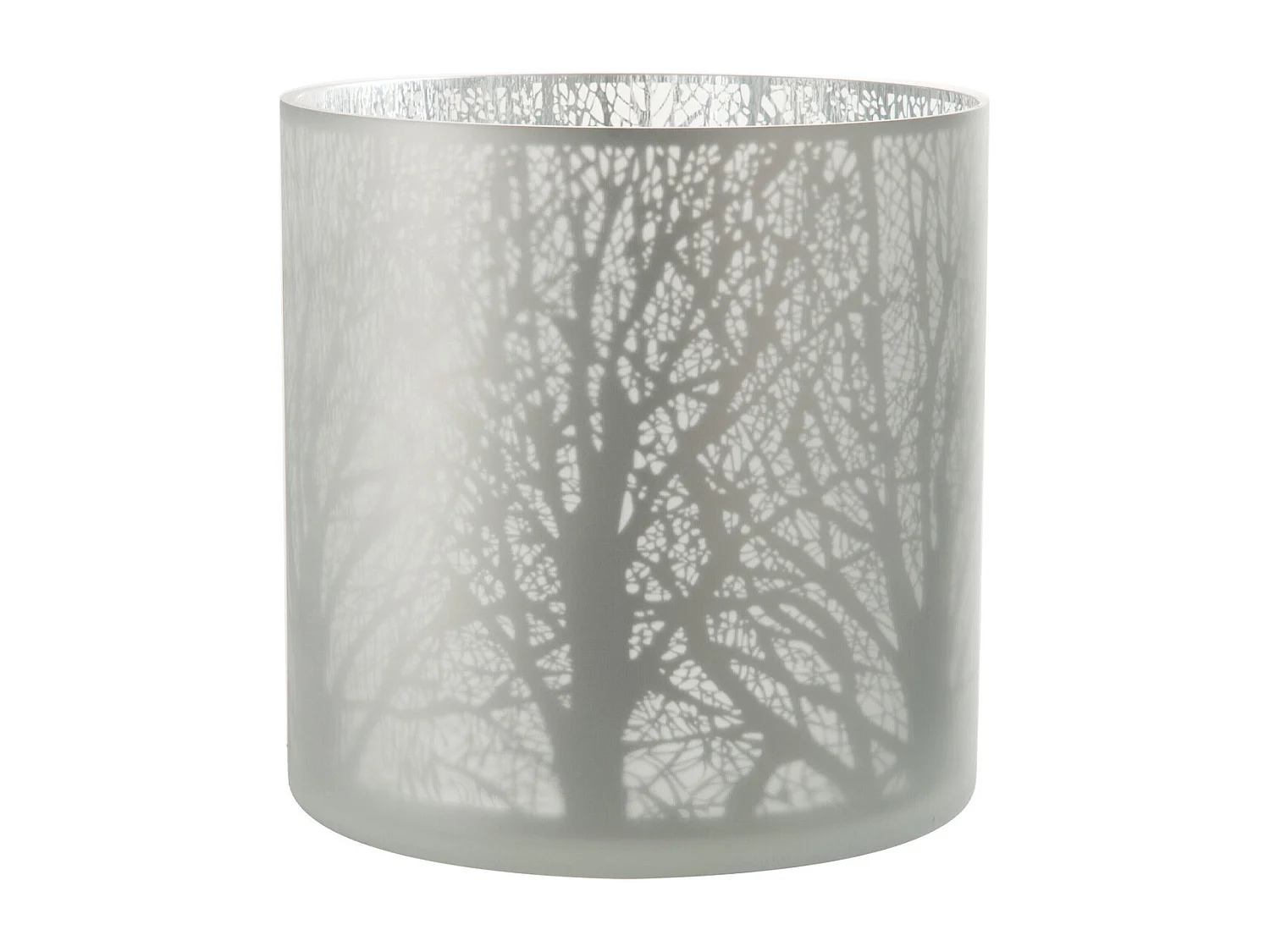 Photophore en Verre "Forêt" 29cm Blanc