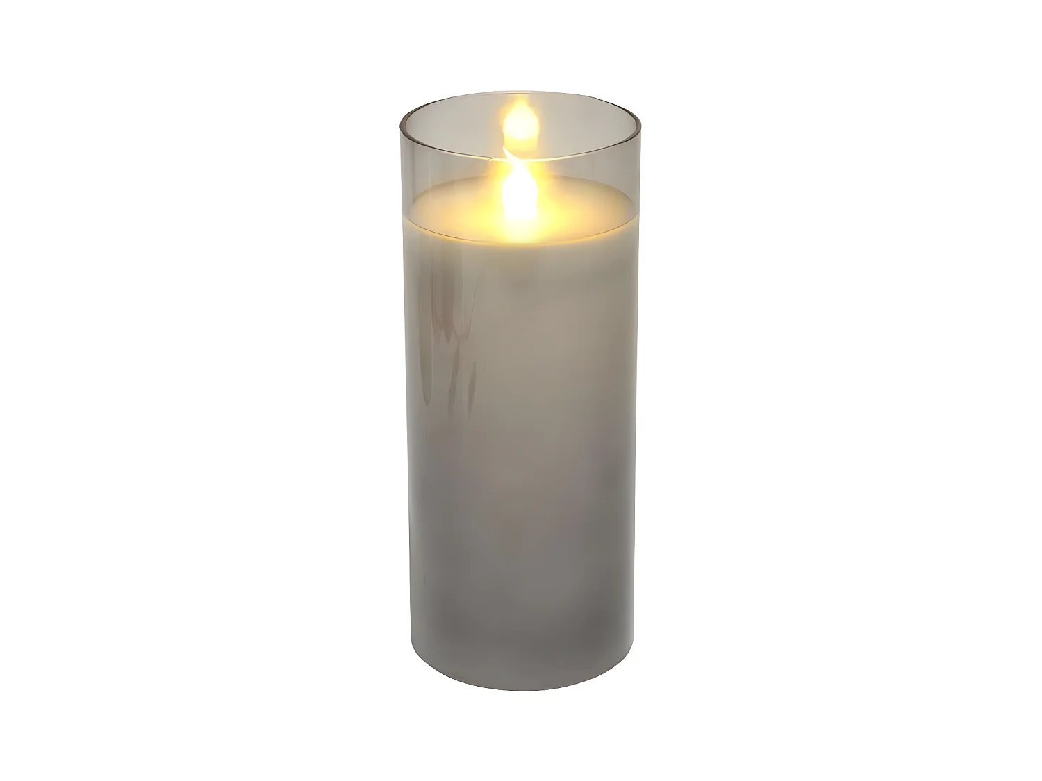 Bougie Ronde LED "Verrine" 20cm Gris Clair