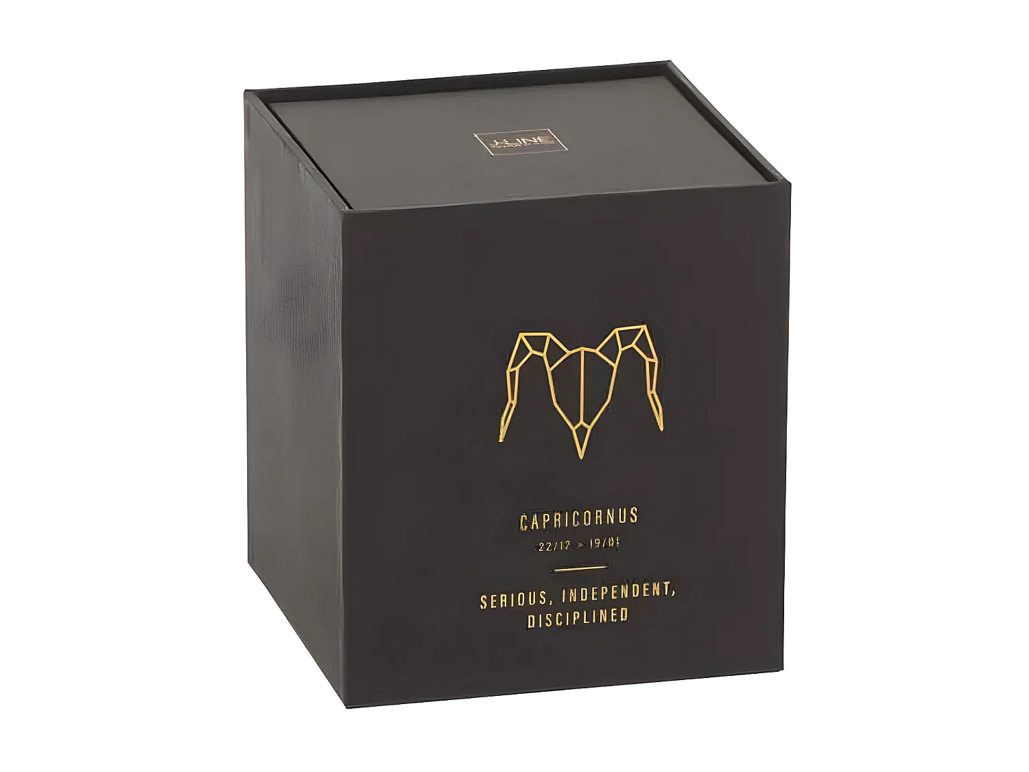 Vela perfumada signo Capricornio 50H en tarro de vidrio negro 8x8x9.5 cm