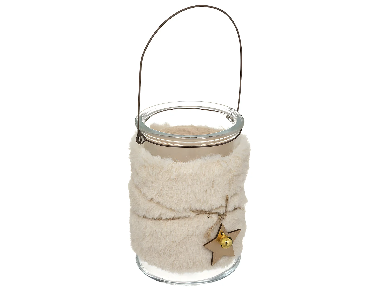 Photophore Imitation Fourrure "Laponie" 14cm Beige