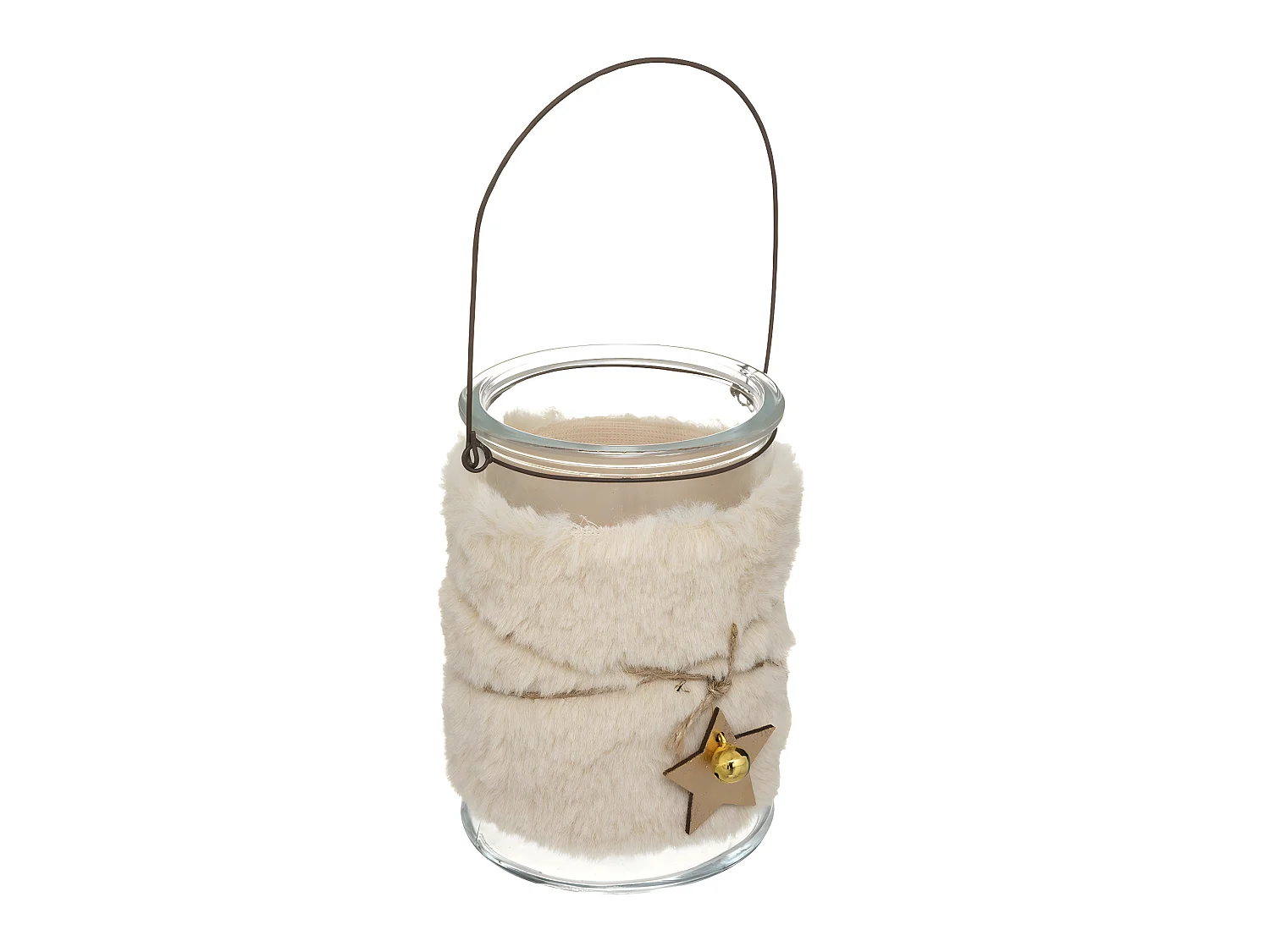 Photophore Imitation Fourrure "Laponie" 14cm Beige