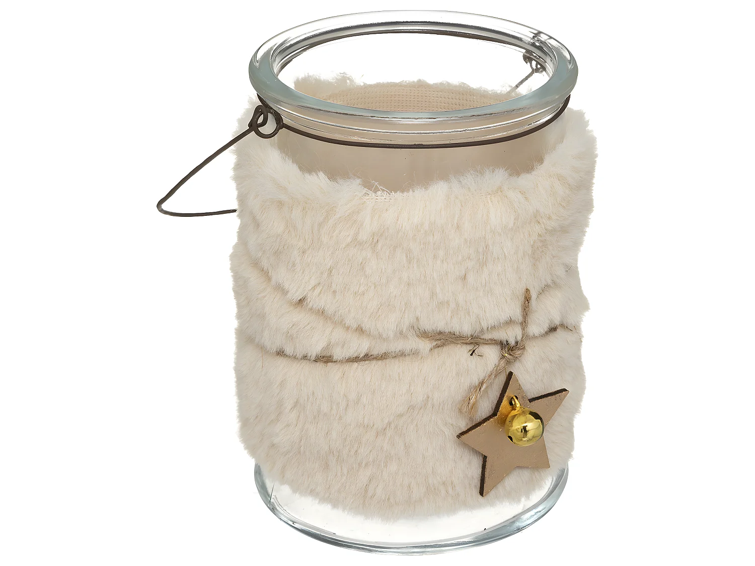 Photophore Imitation Fourrure "Laponie" 14cm Beige