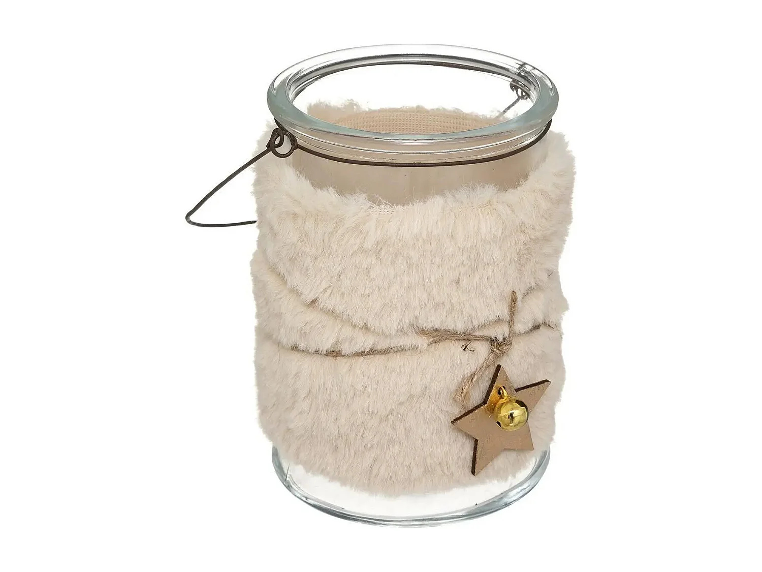 Photophore Imitation Fourrure "Laponie" 14cm Beige