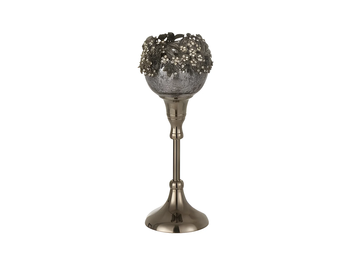 Photophore sur Pied avec Bijoux "Gilo" 24cm Gris