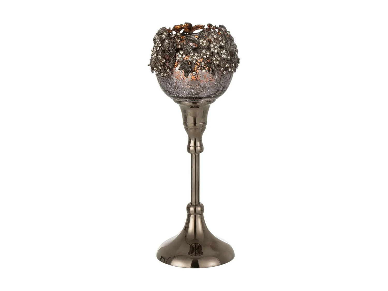 Portacandela in alluminio  grigio 9x9x24 cm