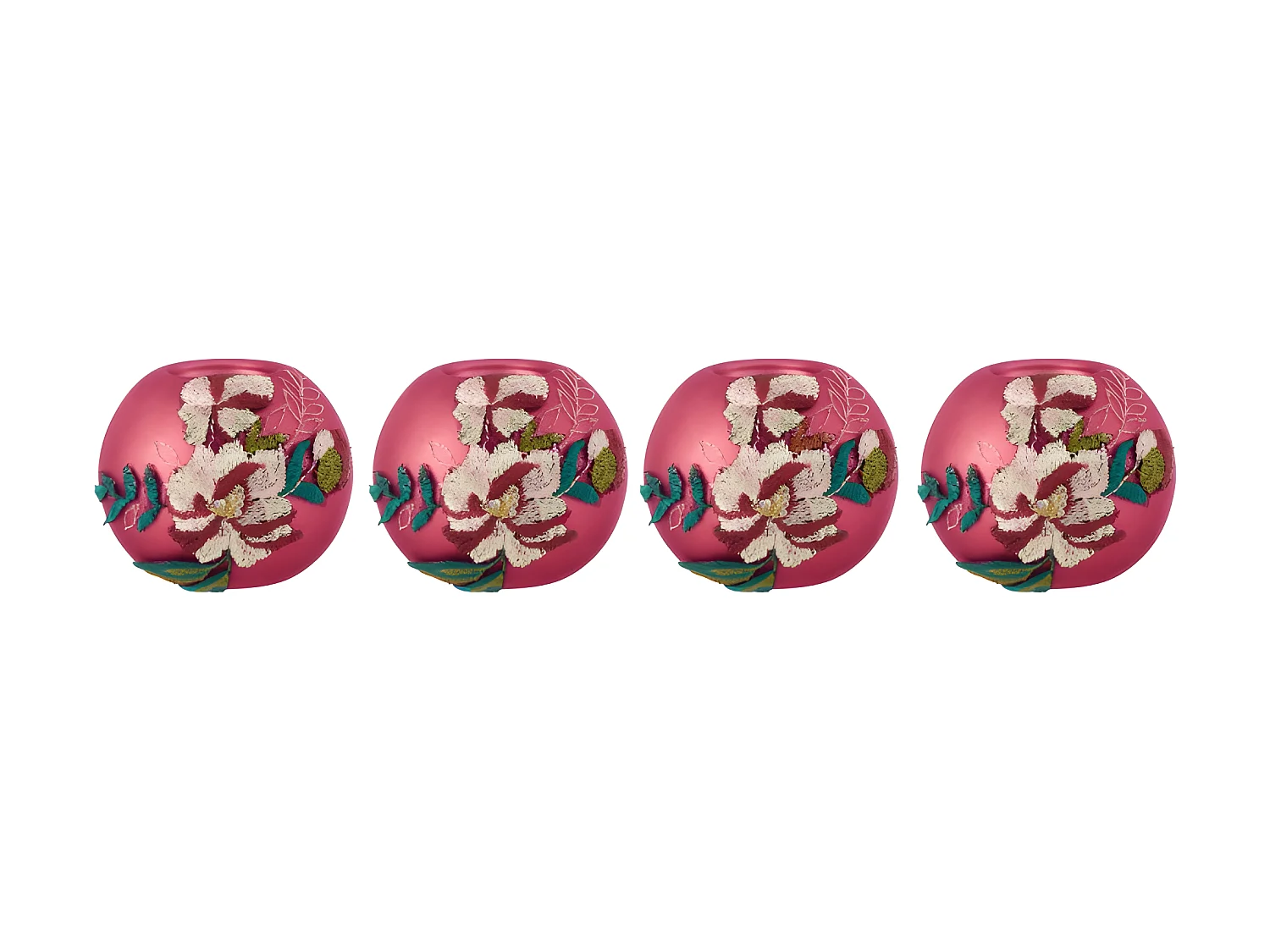 Lot de 4 Photophores Design "Fleurs" 10cm Rose