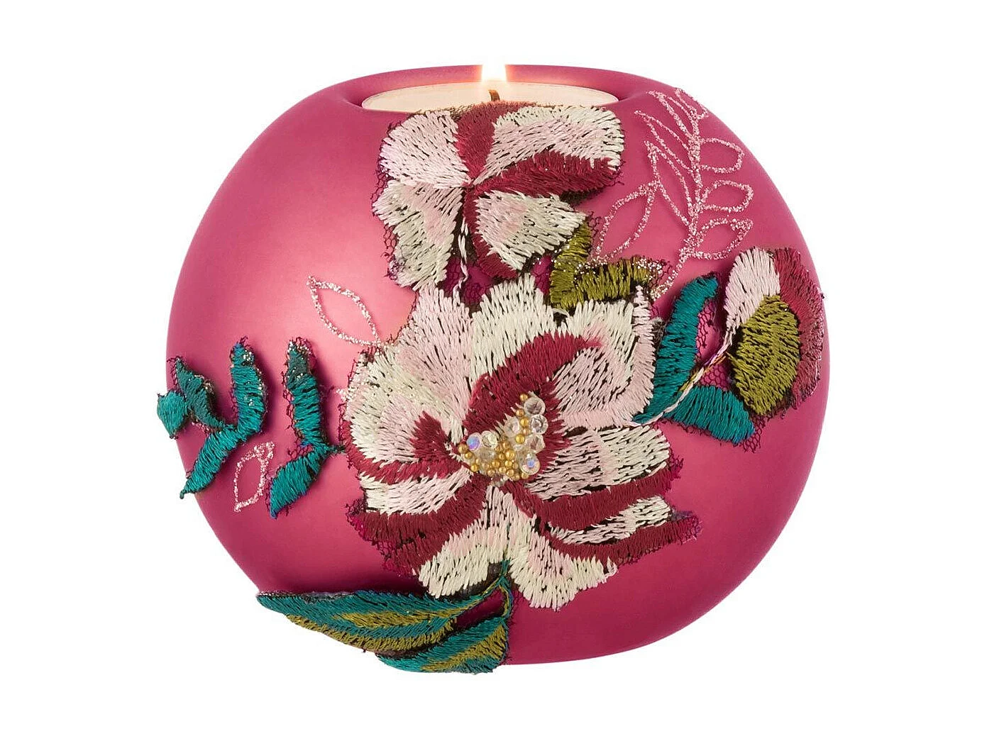 Set di 4 portacandele in vetro Fucsia 23x23x9.5 cm