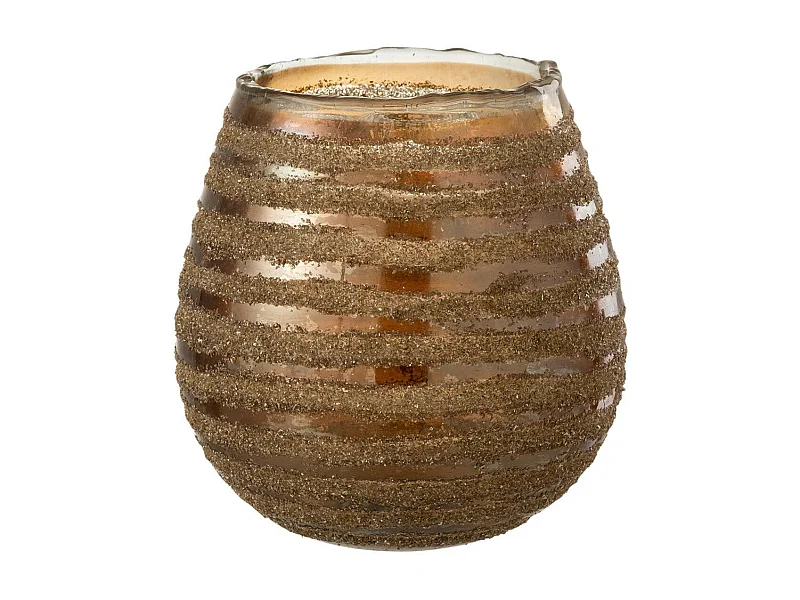 Photophore Design "Safari Lignes" 18cm Marron