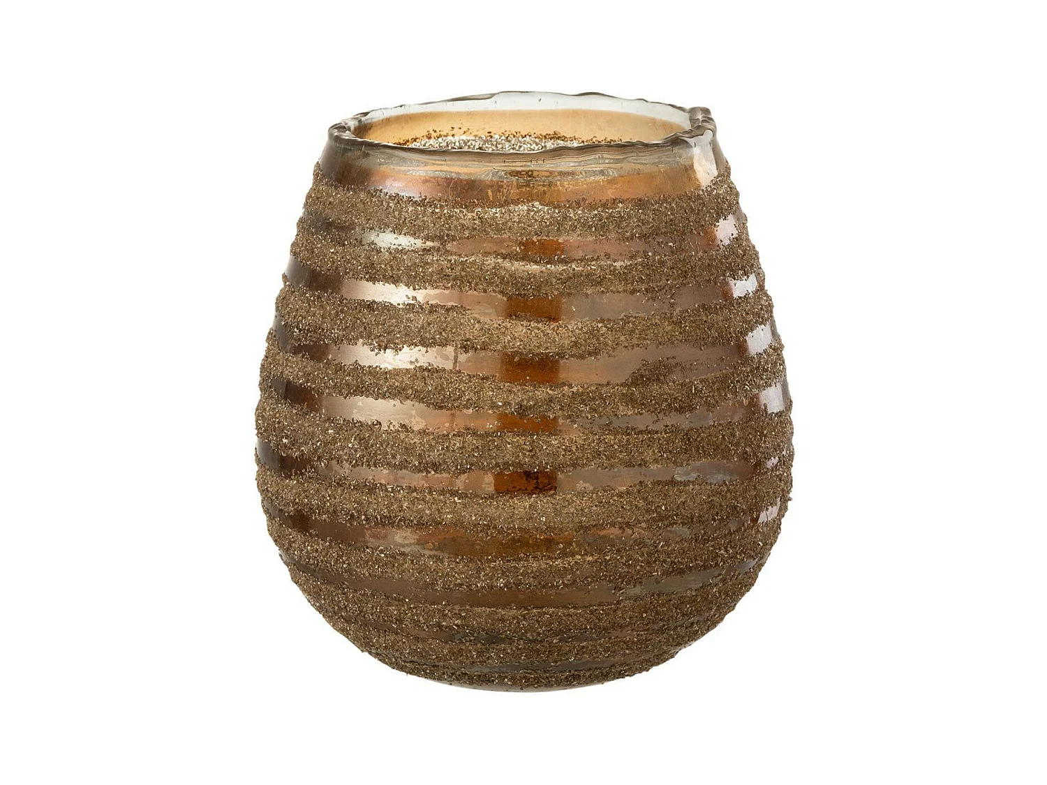 Photophore Design "Safari Lignes" 18cm Marron
