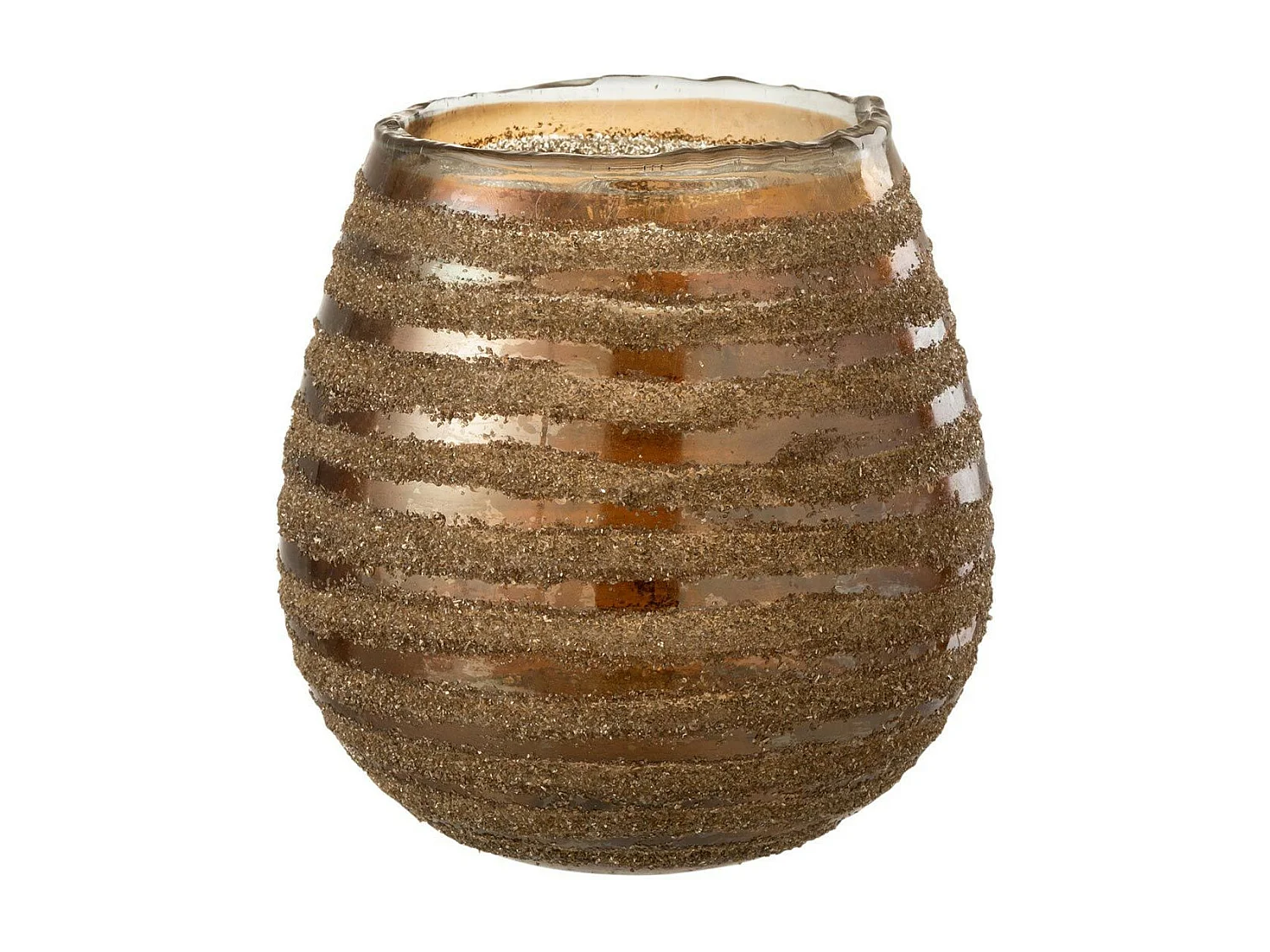 Photophore Design "Safari Lignes" 18cm Marron