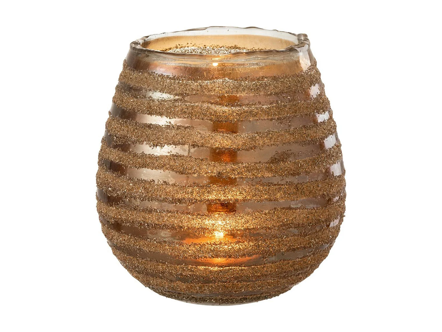 Photophore Design "Safari Lignes" 18cm Marron