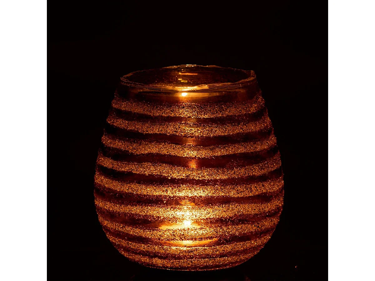 Photophore Design "Safari Lignes" 18cm Marron