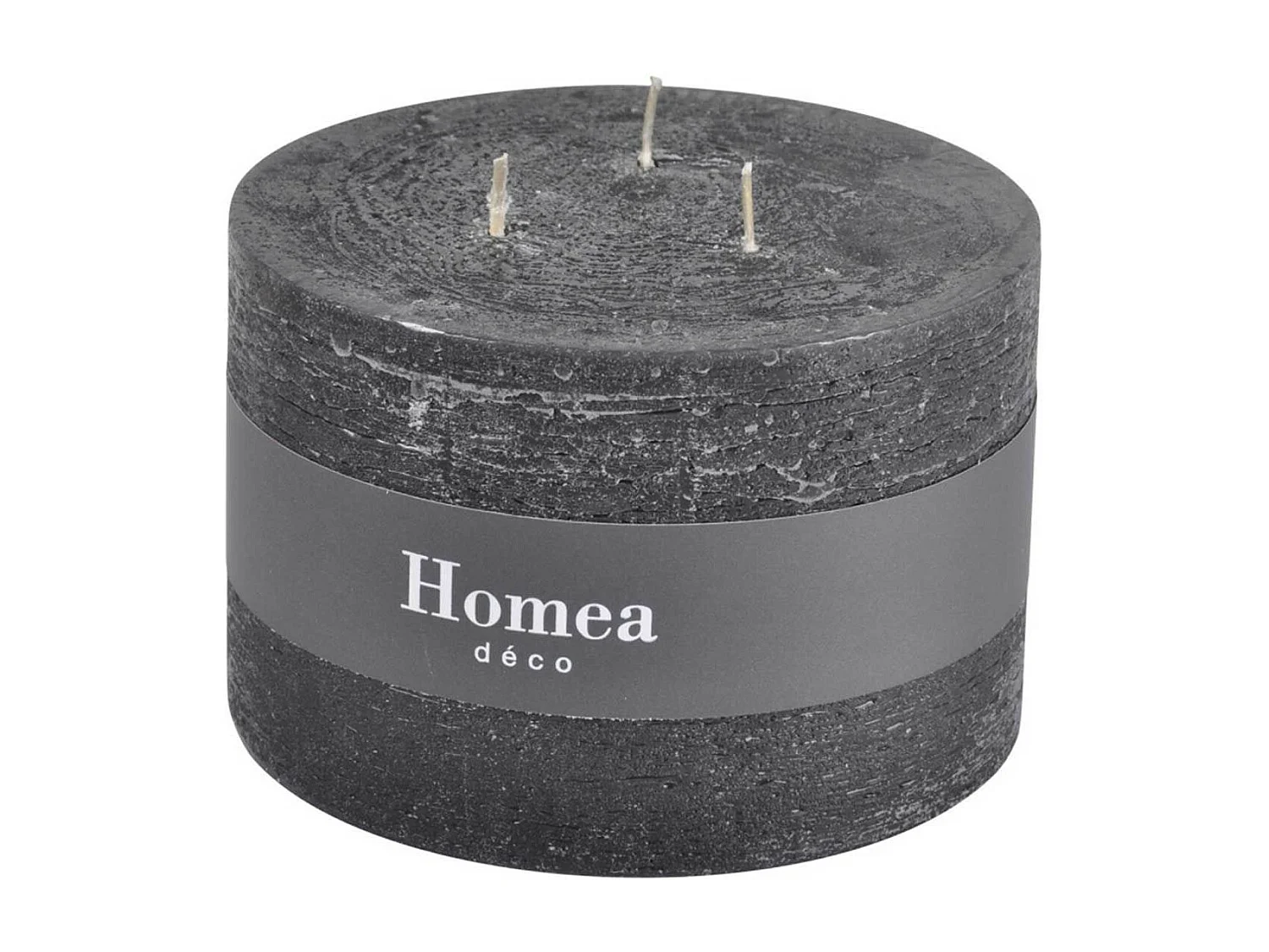 Bougie Déco 3 Mèches "Rustique" 12cm Noir