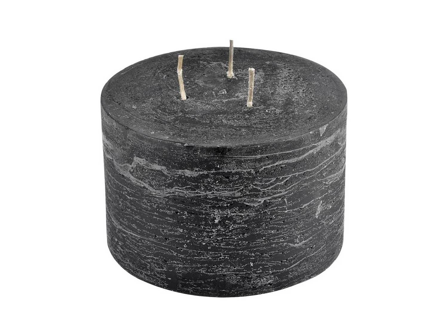 Bougie Déco 3 Mèches "Rustique" 12cm Noir