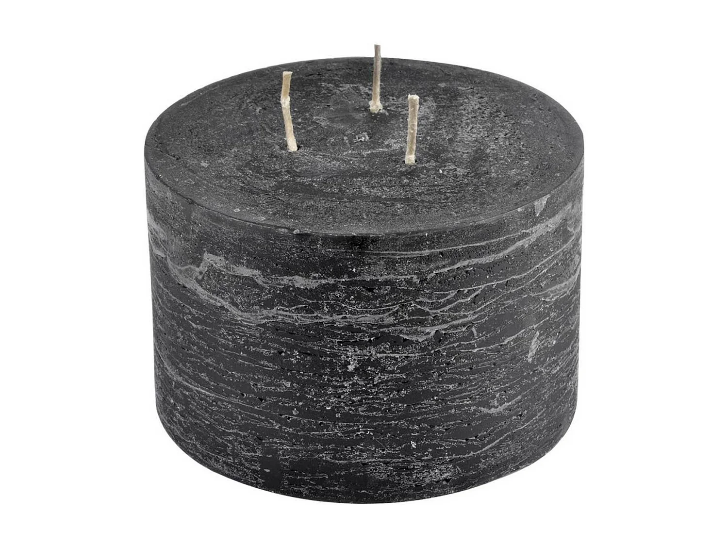 Bougie Déco 3 Mèches "Rustique" 12cm Noir