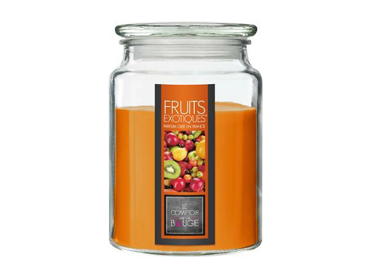 Bougie Parfumée en Verre "Couvercle" 510g Fruits Exotiques