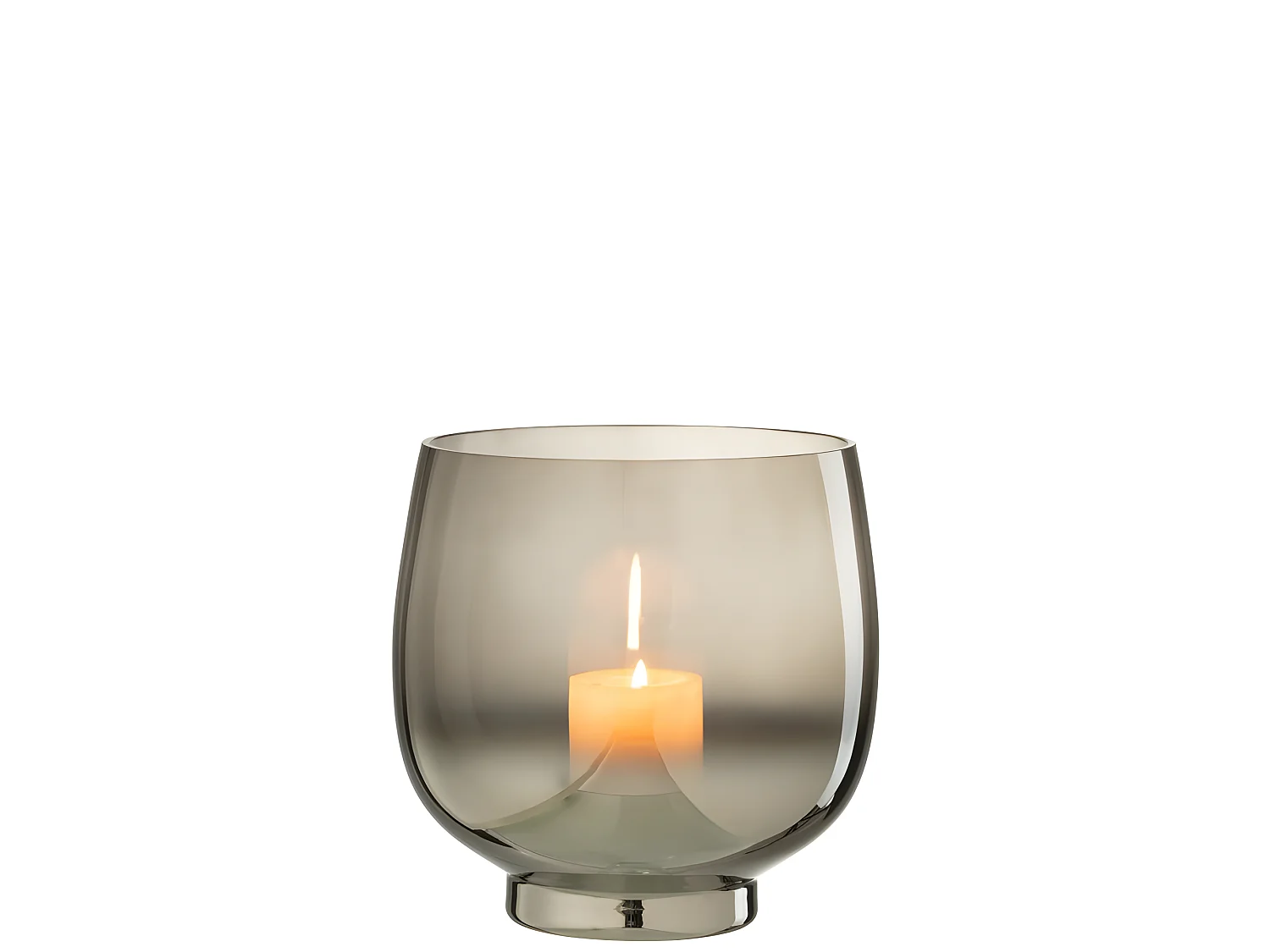 Photophore Rond Déco "Verre Fumé" 18cm Gris