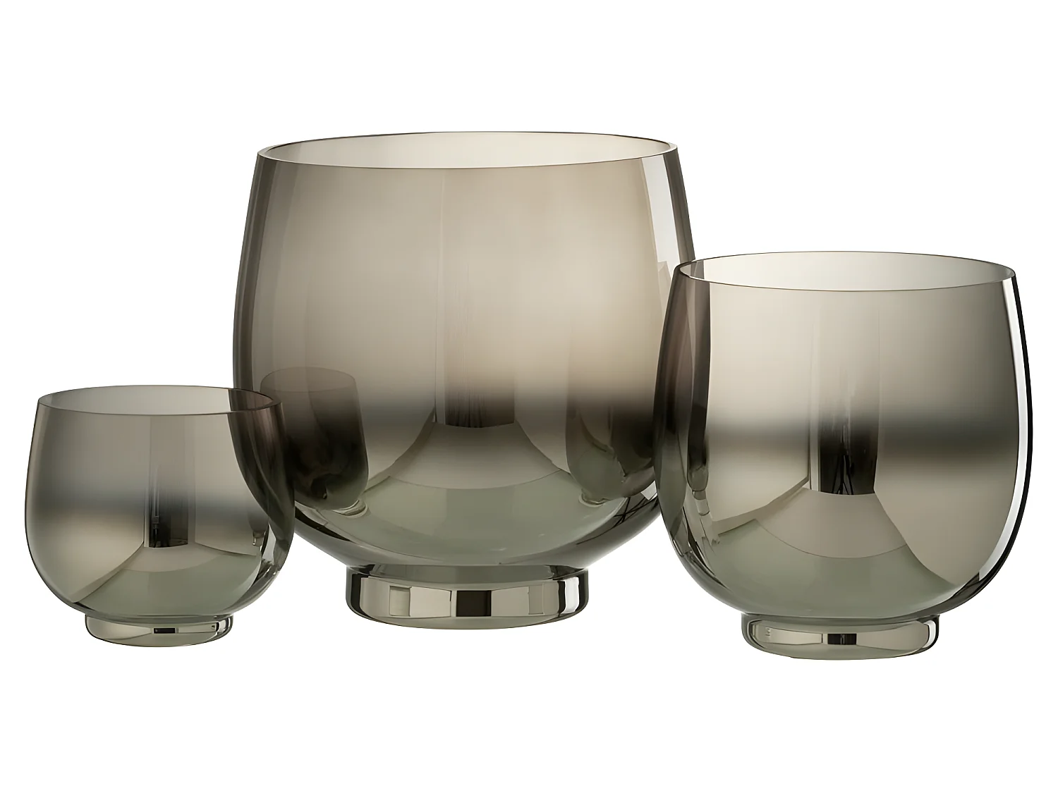 Photophore Rond Déco "Verre Fumé" 18cm Gris