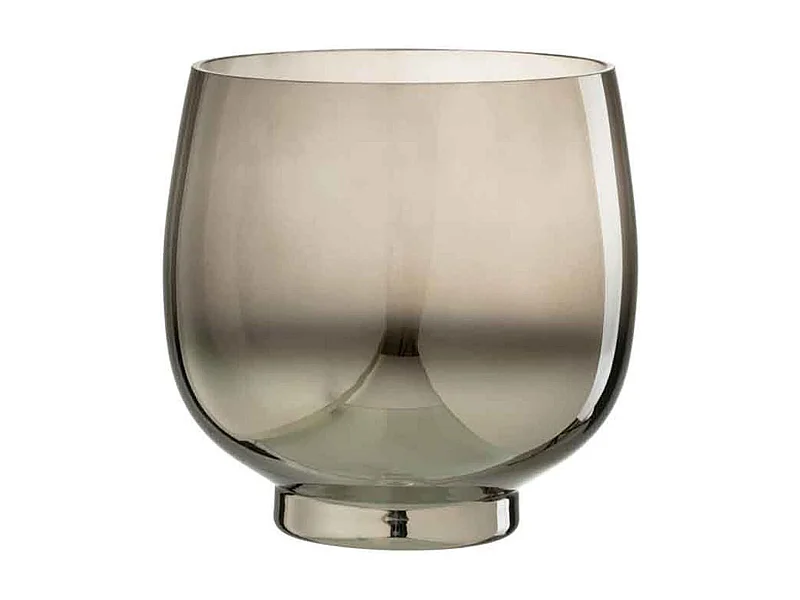 Photophore Rond Déco "Verre Fumé" 18cm Gris